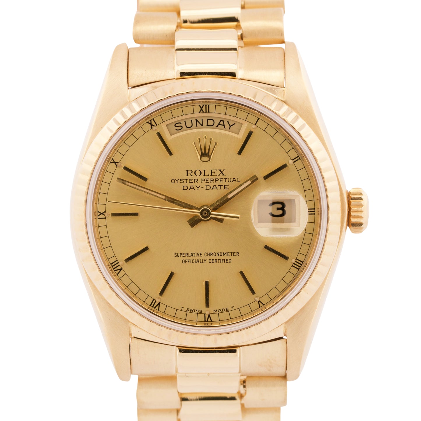 VINTAGE 1978 Rolex Day-Date President CHAMPAGNE 36mm 18K Yellow Gold Watch 18038