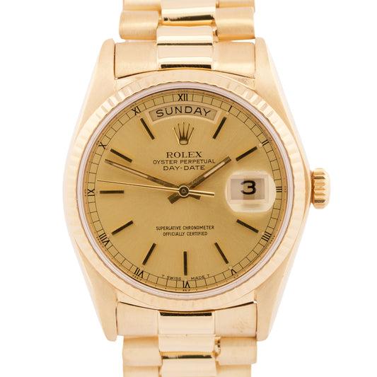 VINTAGE 1978 Rolex Day-Date President CHAMPAGNE 36mm 18K Yellow Gold Watch 18038