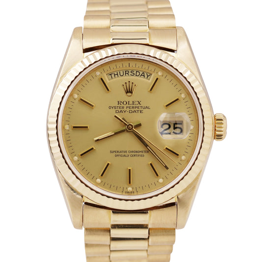 1979 Rolex Day-Date President CHAMPAGNE 36mm 18K Yellow Gold Fluted 18038 Watch