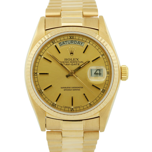 VINTAGE 1979 Rolex Day-Date President CHAMPAGNE 36mm 18K Yellow Gold 18038 Watch
