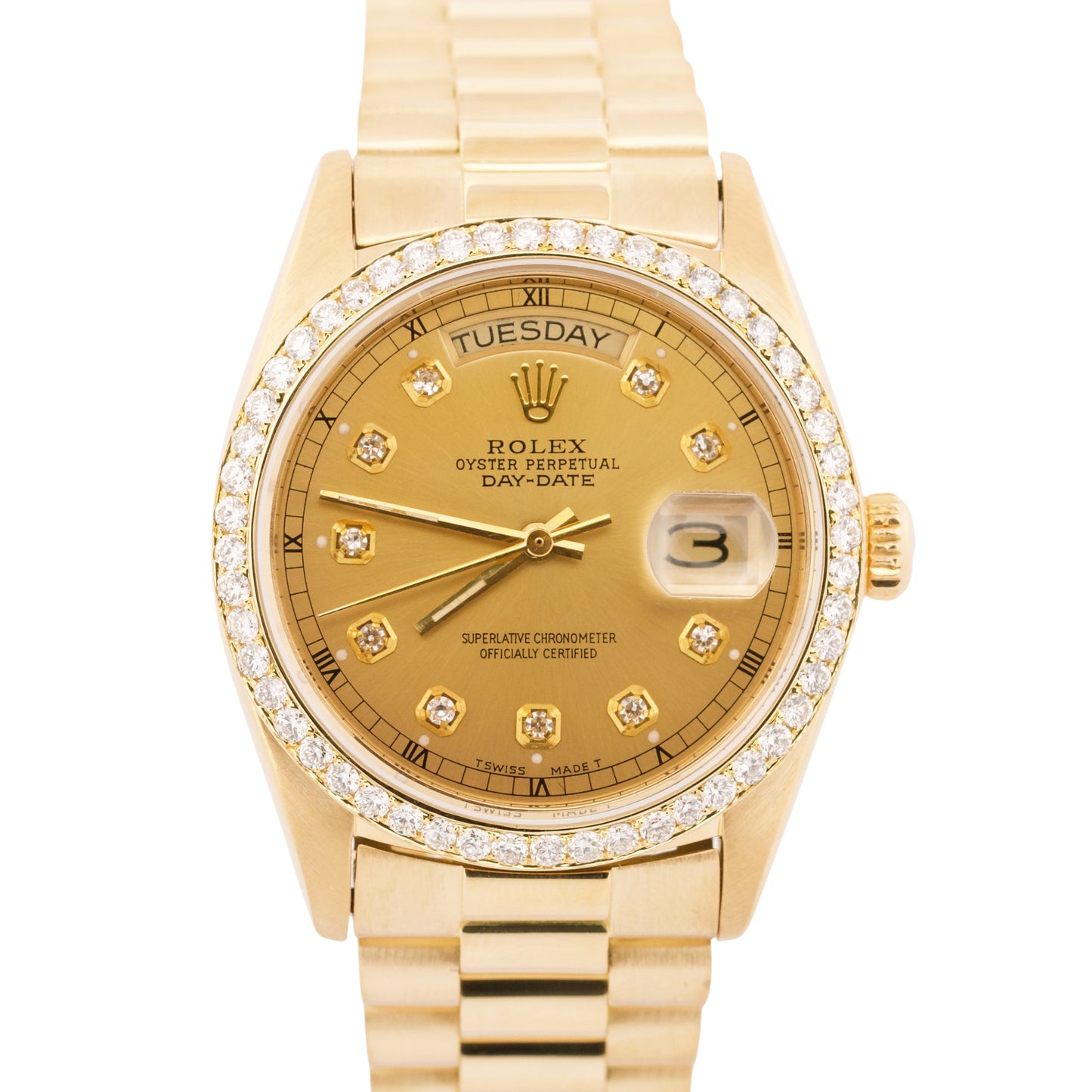 VINTAGE 1978 Rolex Day-Date President CHAMPAGNE DIAMOND 36mm 18K Watch 18038