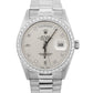 Rolex Day-Date President Silver FACTORY DIAMOND BEZEL 36mm 18K White Gold 18049
