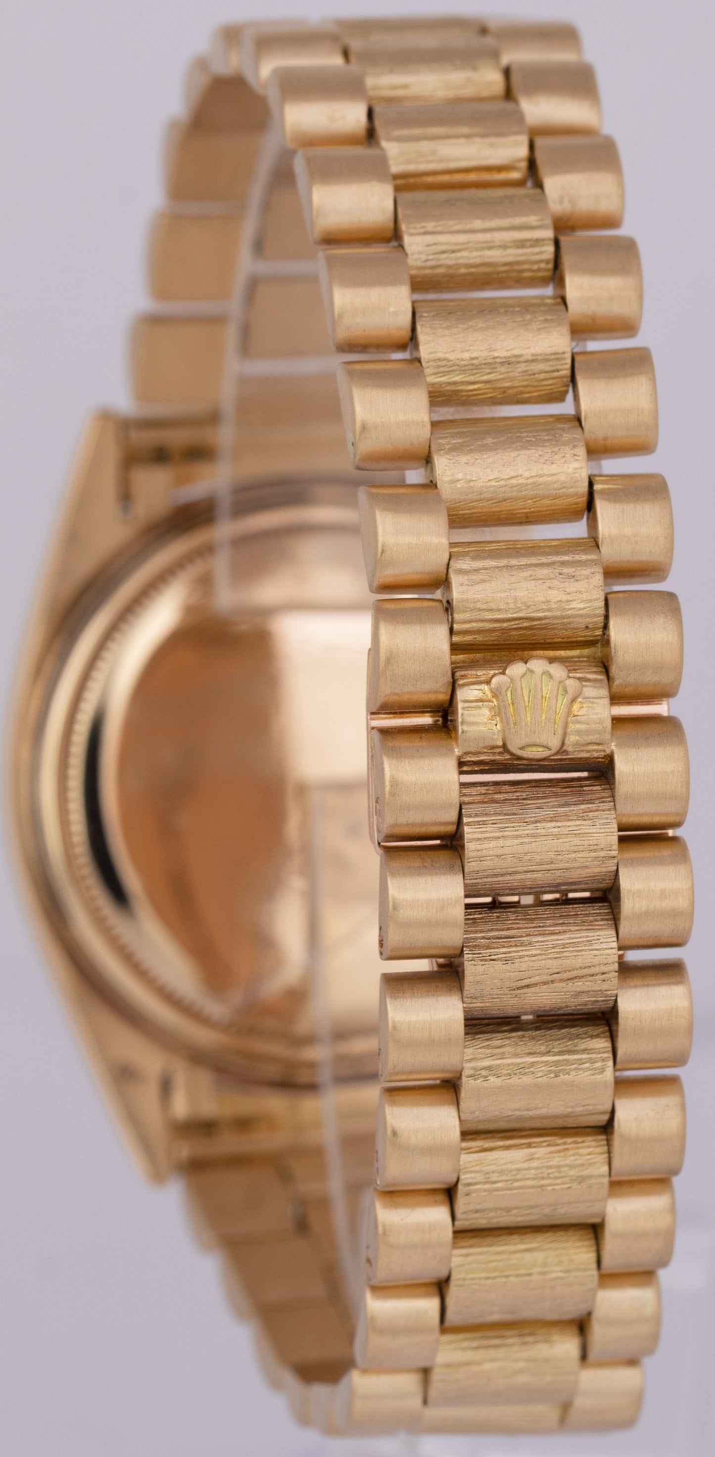 Rolex Day-Date President 36mm Champagne DIAMOND LINEN BARK 18K Yellow Gold 1807