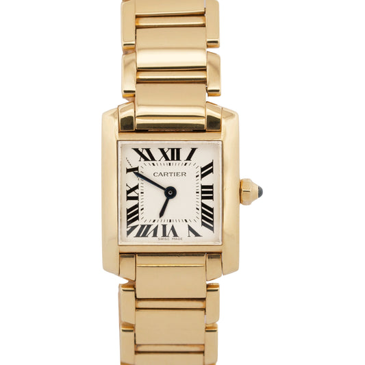 Ladies Cartier Tank Francaise IVORY 18K Gold 25mm Quartz W50002N2 1820 Watch