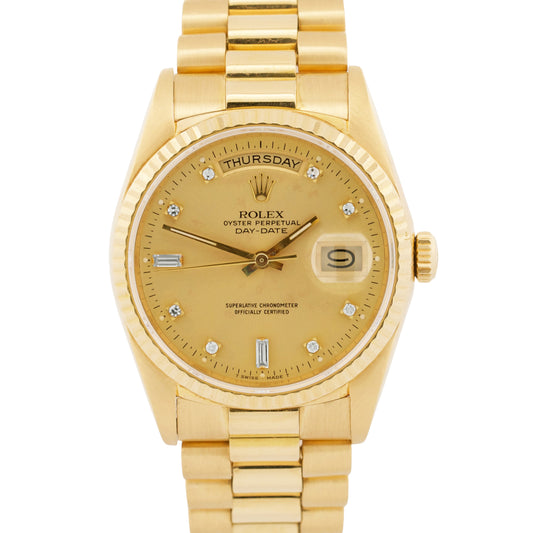 1988 Rolex Day-Date President FACTORY CHAMPAGNE DIAMOND 36mm 18K Gold 18238
