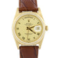 Rolex Day-Date FLAT CHAMPAGNE ROMAN 18K Yellow Gold Fluted Leather 36mm 18238