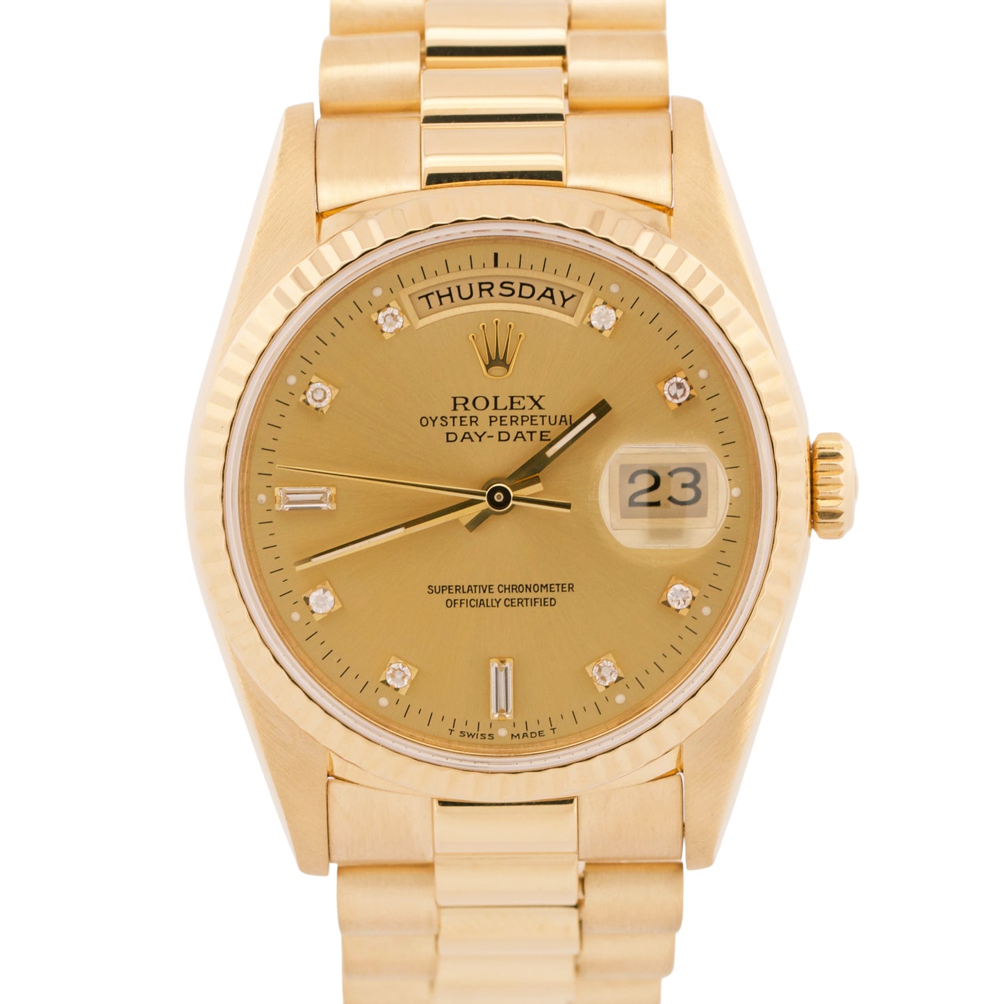 Rolex Day-Date President FACTORY CHAMPAGNE DIAMOND 36mm 18K Yellow Gold 18238