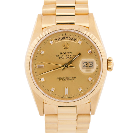 Rolex Day-Date President FACTORY CHAMPAGNE DIAMOND 36mm 18K Yellow Gold 18238
