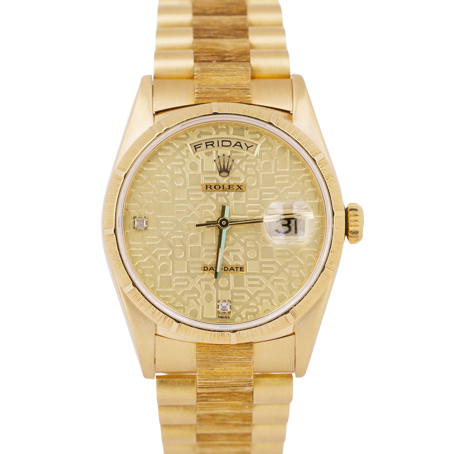 FACTORY 6-9 DIAMOND DIAL Rolex Day-Date 36 President 18K Gold Bark 18248 Watch