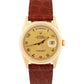 1991 Rolex Day-Date 36mm CHAMPAGNE ARABIC 18K Gold BARK Leather Watch 18248