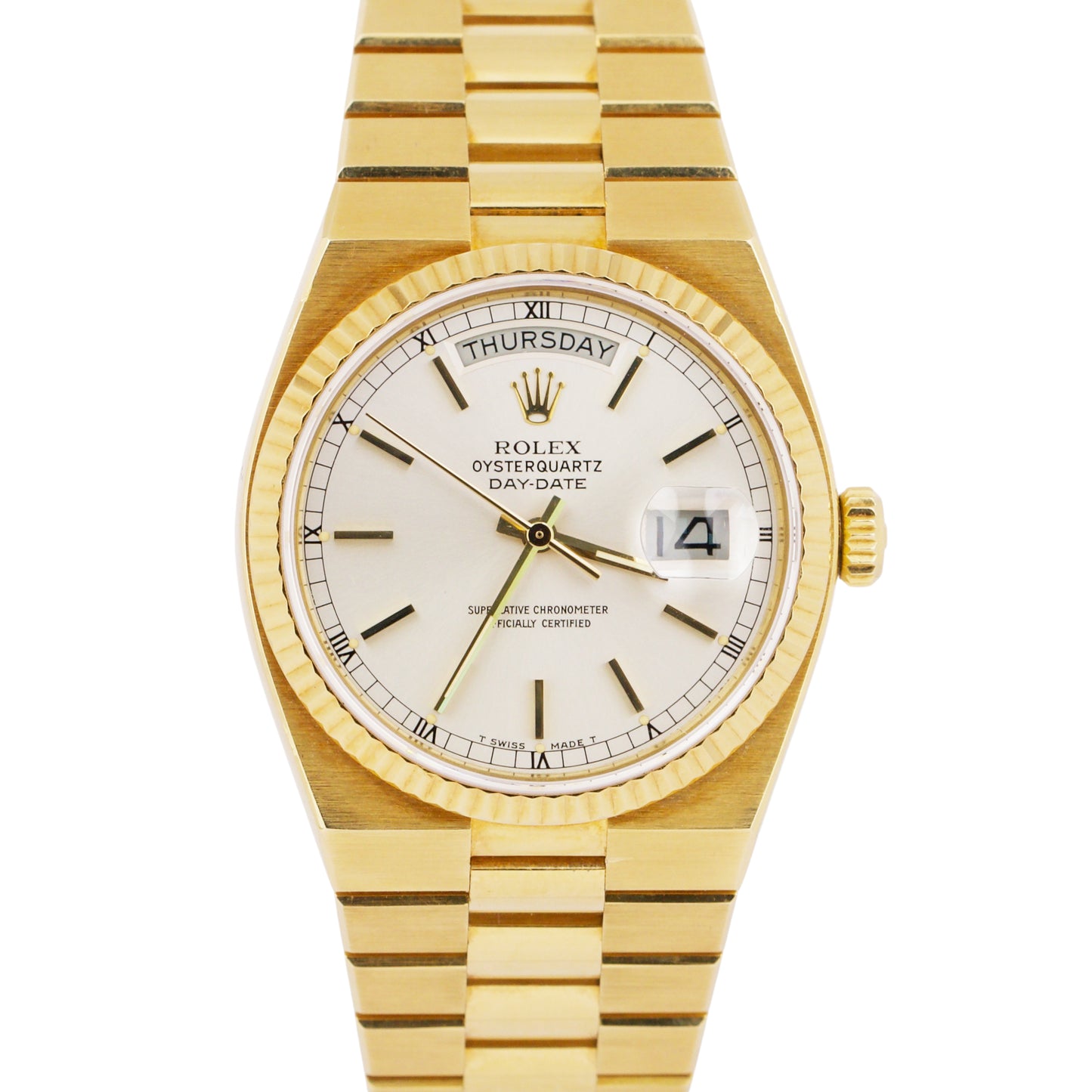 TOP CONDITION PAPERS 1979 Rolex OysterQuartz Day-Date President 18K Gold 19018