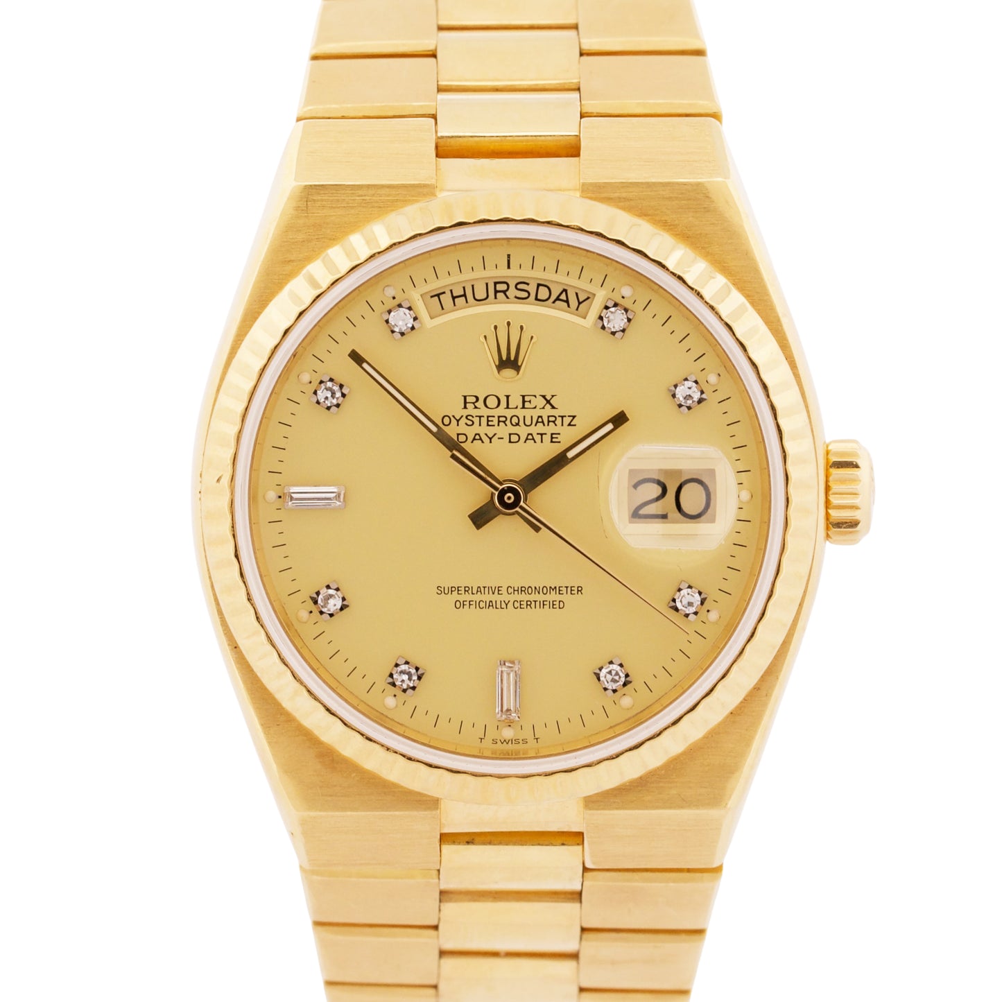 1984 PAPERS Rolex OysterQuartz Day-Date President CHAMPAGNE DIAMOND 19018 BOX