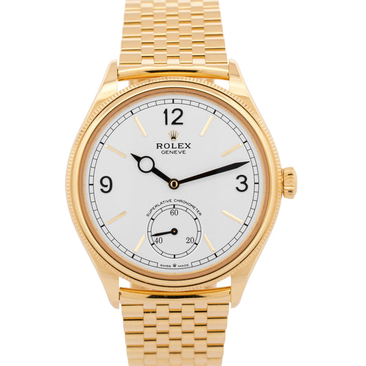2025 PAPERS Rolex 1908 WHITE Arabic 18K Yellow Gold SETTIMO 39mm 52508 Watch BOX