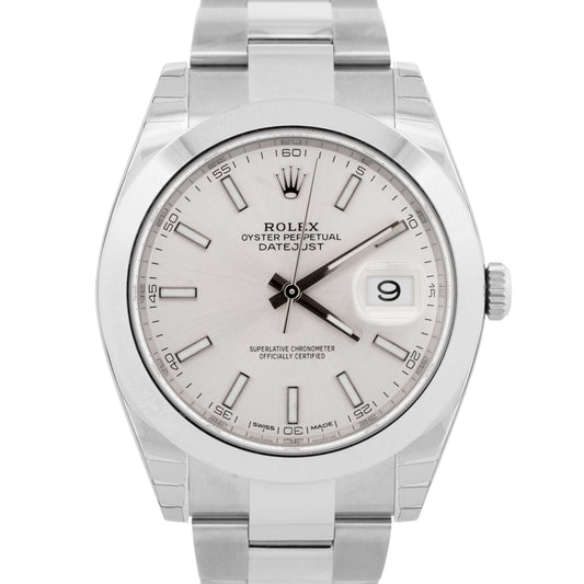 NEW UNWORN STICKERED PAPERS Rolex DateJust 41mm Silver OYSTER 126300 Watch BOX