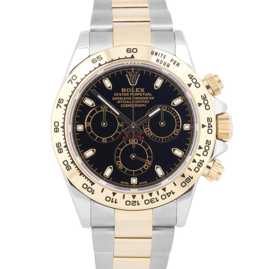 MINT NEW CARD Rolex Daytona Cosmograph 40mm Black 18K Gold Steel 116503 BOX