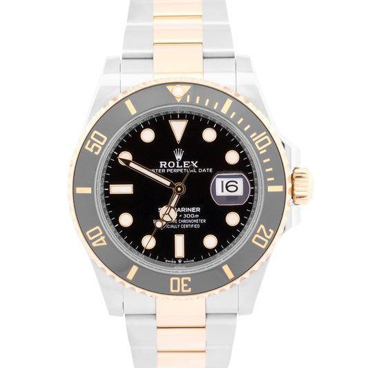 2022 PAPERS Rolex Submariner Date 41mm BLACK Ceramic Two-Tone 18K 126613 LN BOX
