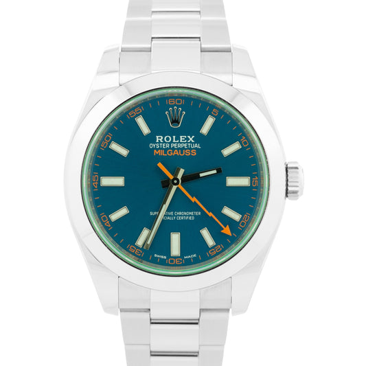 2023 PAPERS Rolex Milgauss BLUE 40mm Z-Blue Green 116400 GV Stainless Watch BOX