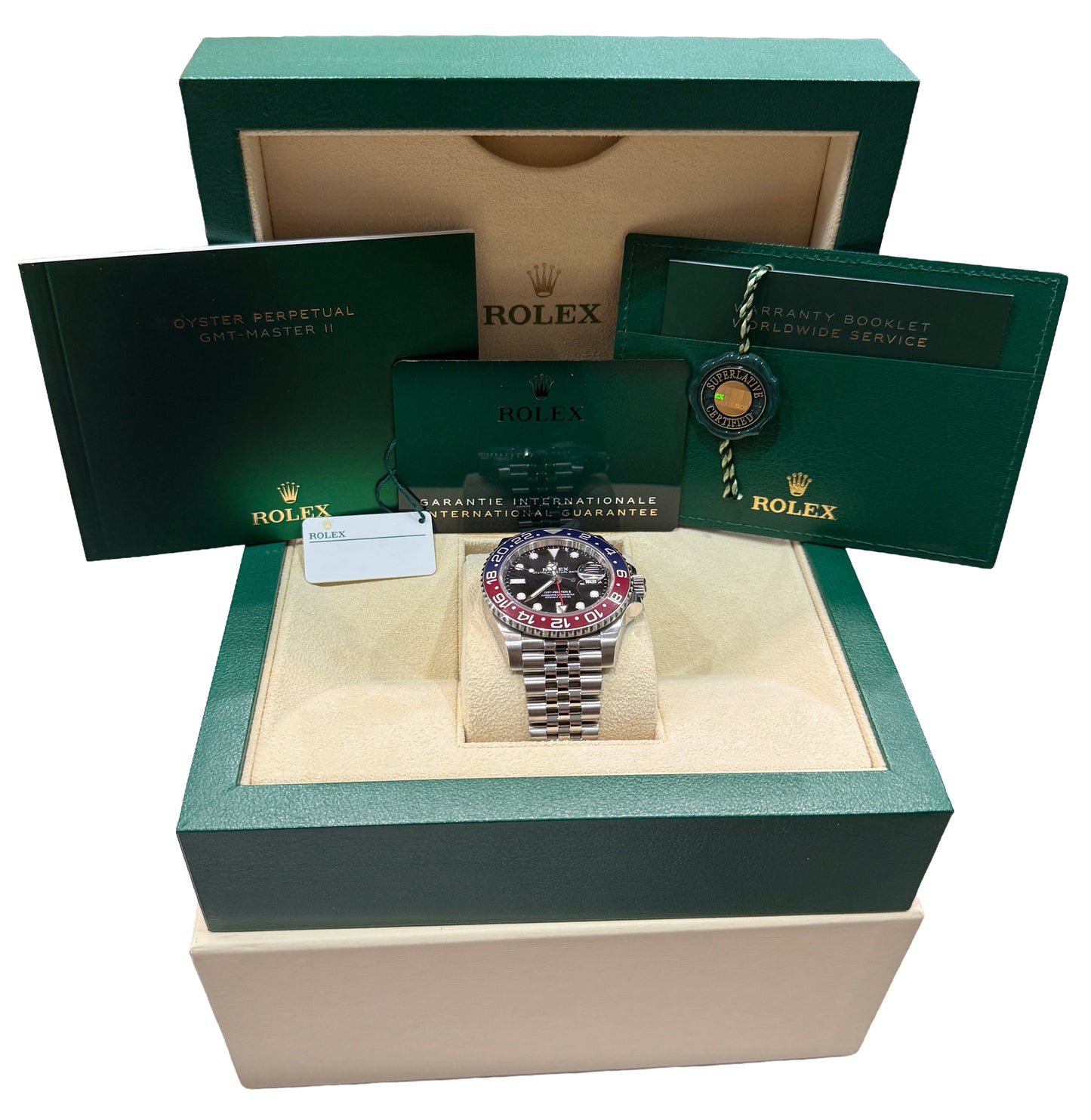 2024 PAPERS Rolex GMT-Master II Blue Red PEPSI JUBILEE Blue 40mm 126710 BLRO BOX