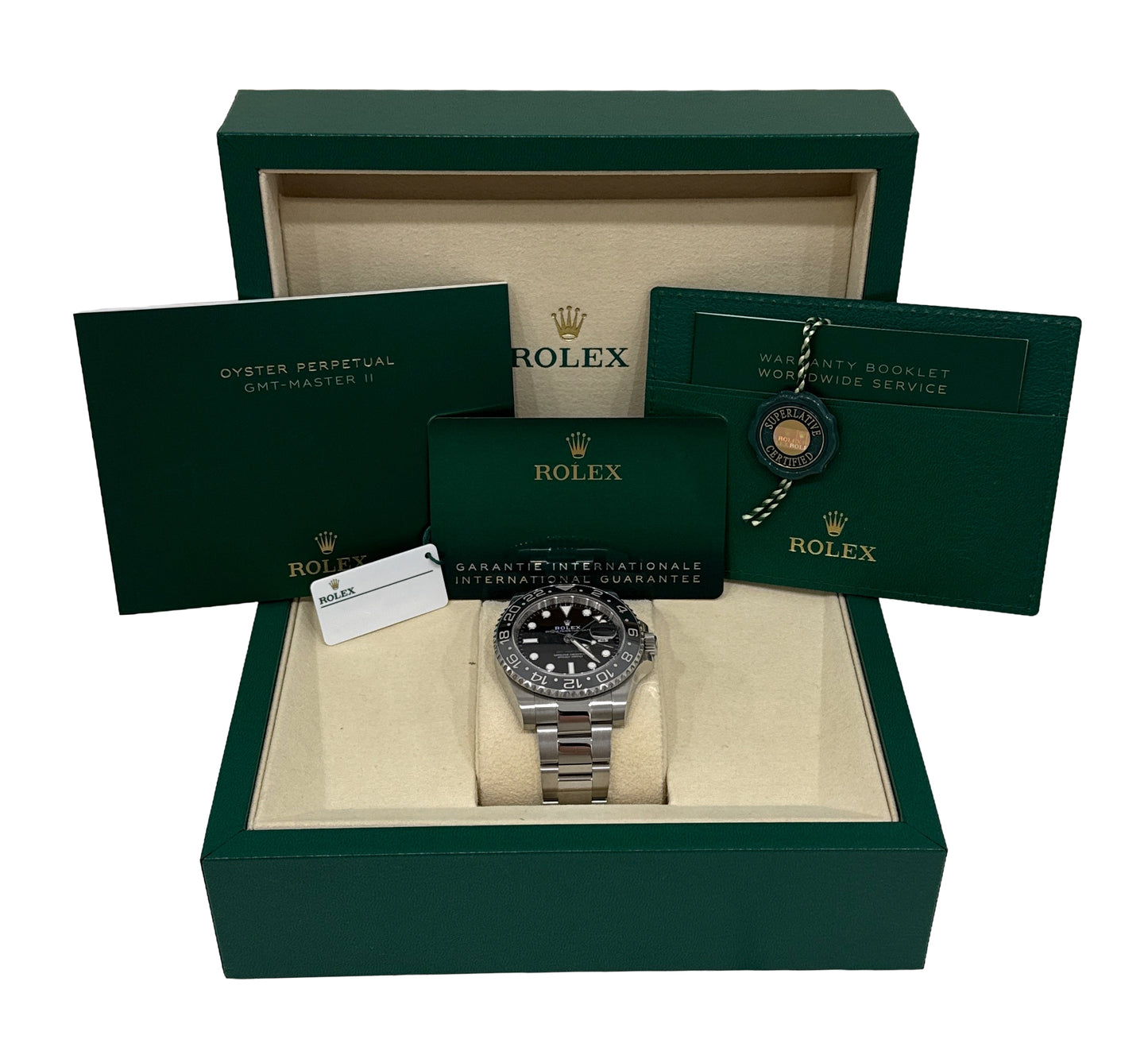 2025 PAPERS Rolex GMT-Master II BRUCE WAYNE Ceramic Steel OYSTER 126710 GRNR BOX