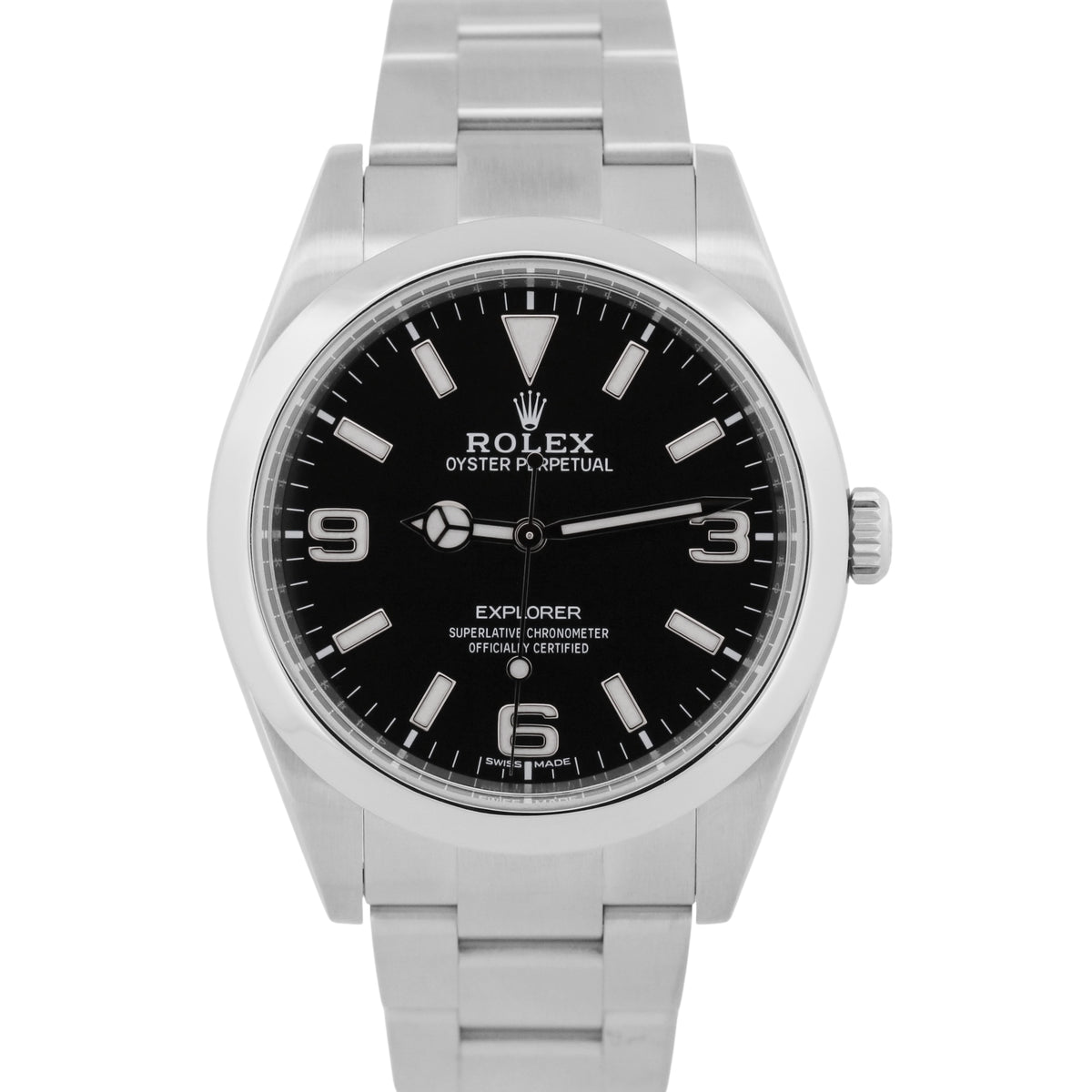 2018 Rolex Explorer 214270 Black Stainless Steel MK2 39mm Oyster Box Papers