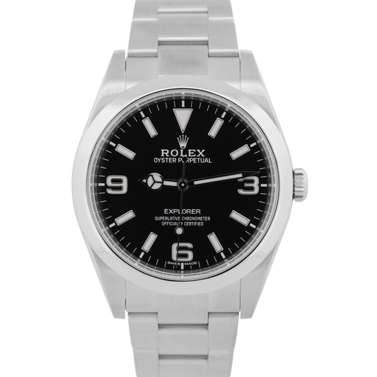 2018 Rolex Explorer 214270 Black Stainless Steel MK2 39mm Oyster Box Papers