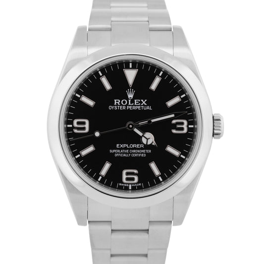 2017 PAPERS Rolex Explorer BLACK Stainless Steel MK2 39mm Oyster 214270 BOX
