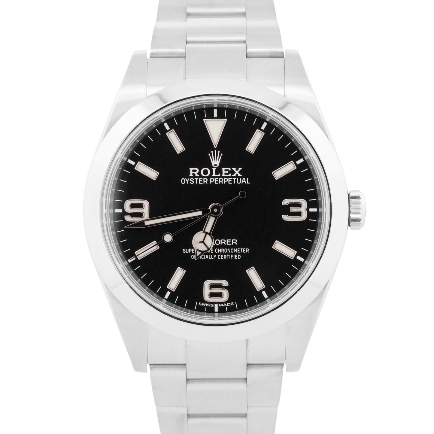 Rolex Explorer I Black Stainless Steel 39mm 3-6-9 MK2 Automatic Watch 214270 Box