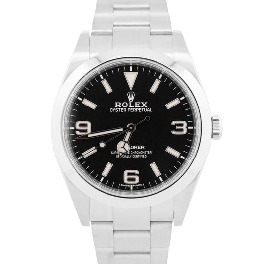 Rolex Explorer I Black Stainless Steel 39mm 3-6-9 MK2 Automatic Watch 214270 Box