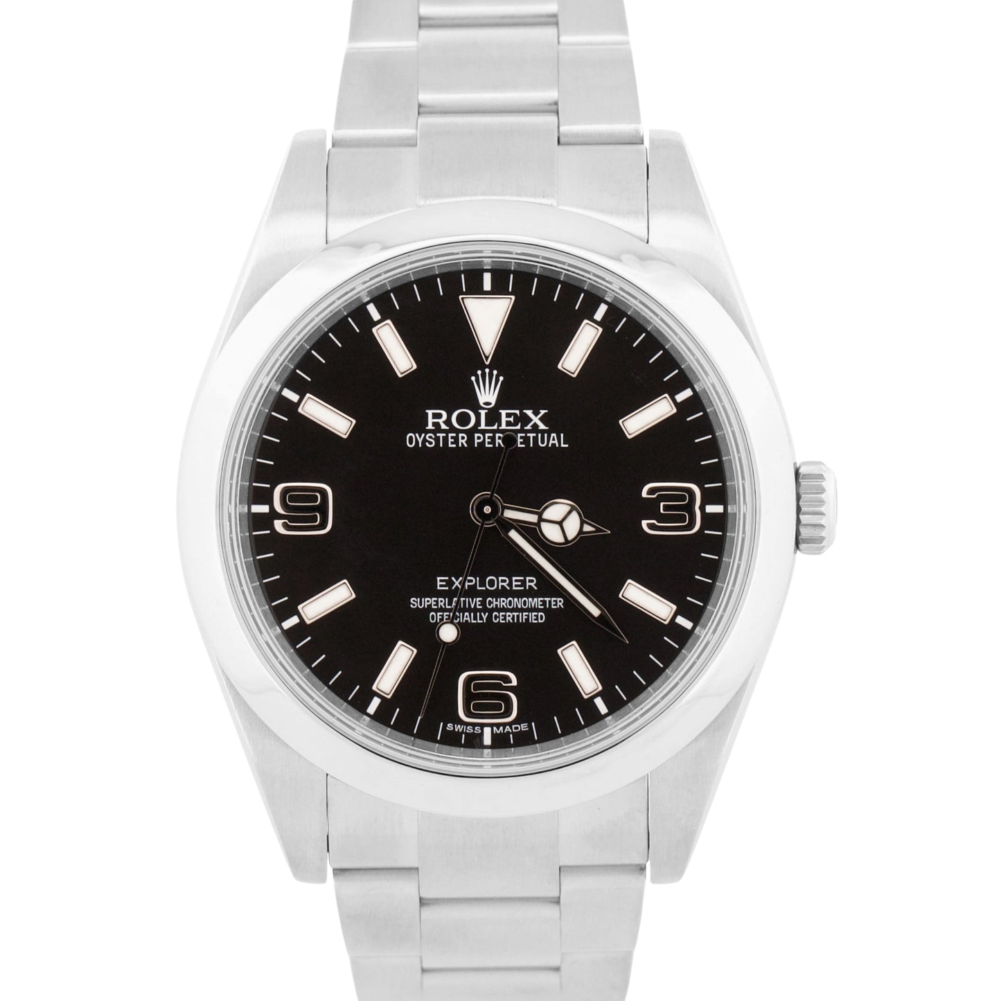 2010 PAPERS Rolex Explorer I BLACK Stainless Steel 39mm 3-6-9 MK1 214270 BOX