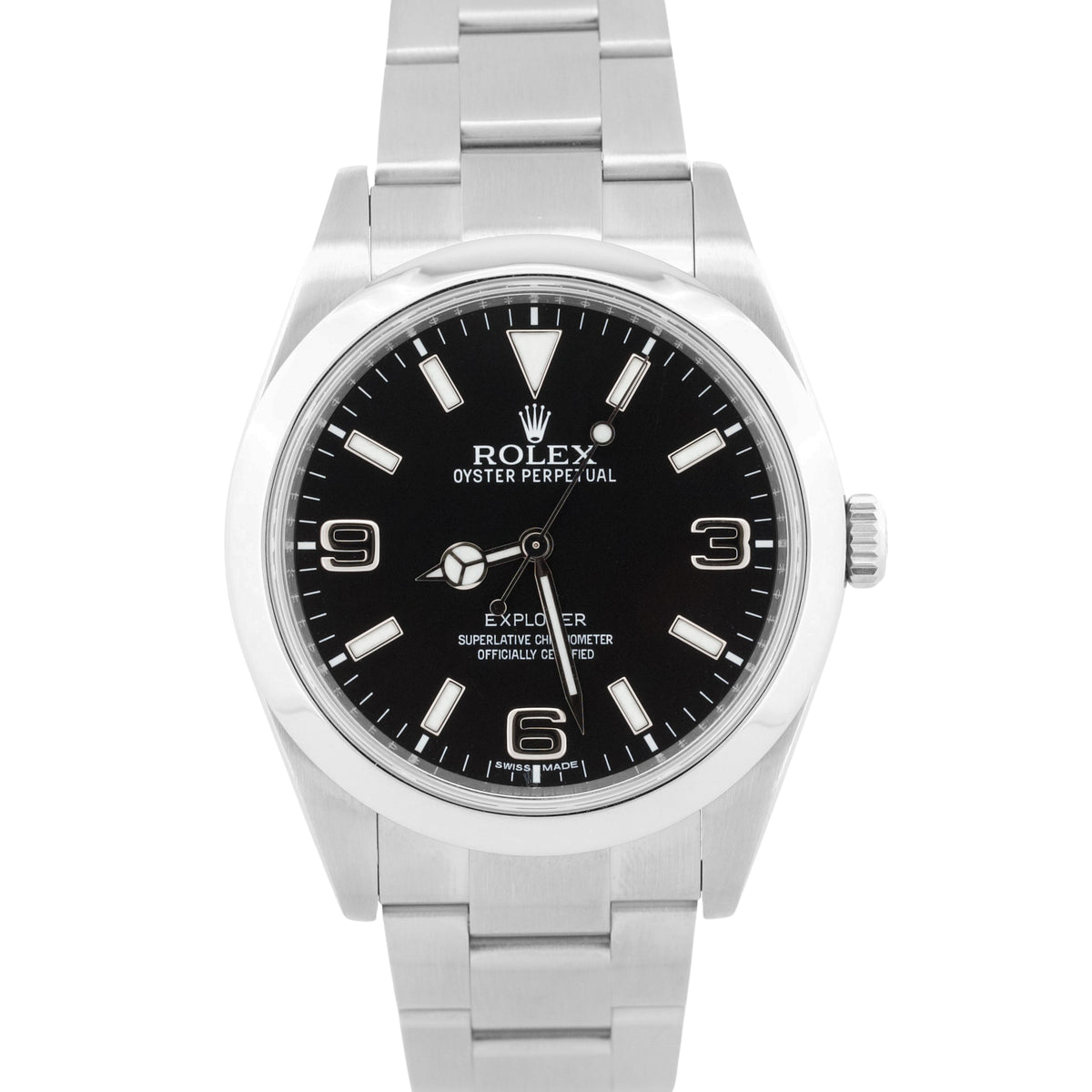 2010 Rolex Explorer 214270 Black Stainless Steel MK1 39mm Oyster Box Papers
