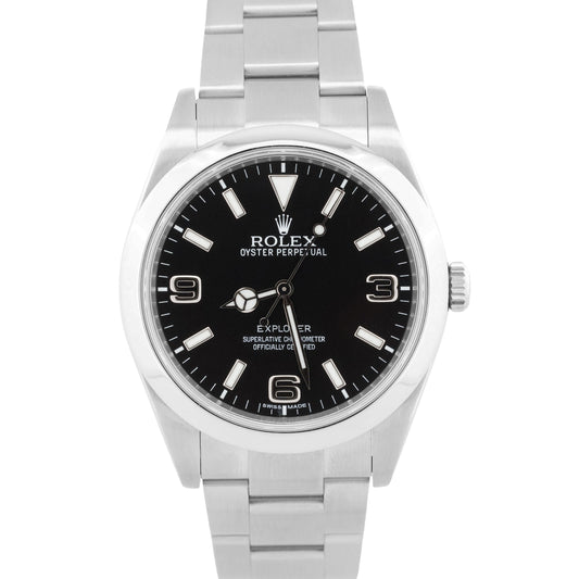 2010 Rolex Explorer 214270 Black Stainless Steel MK1 39mm Oyster Box Papers