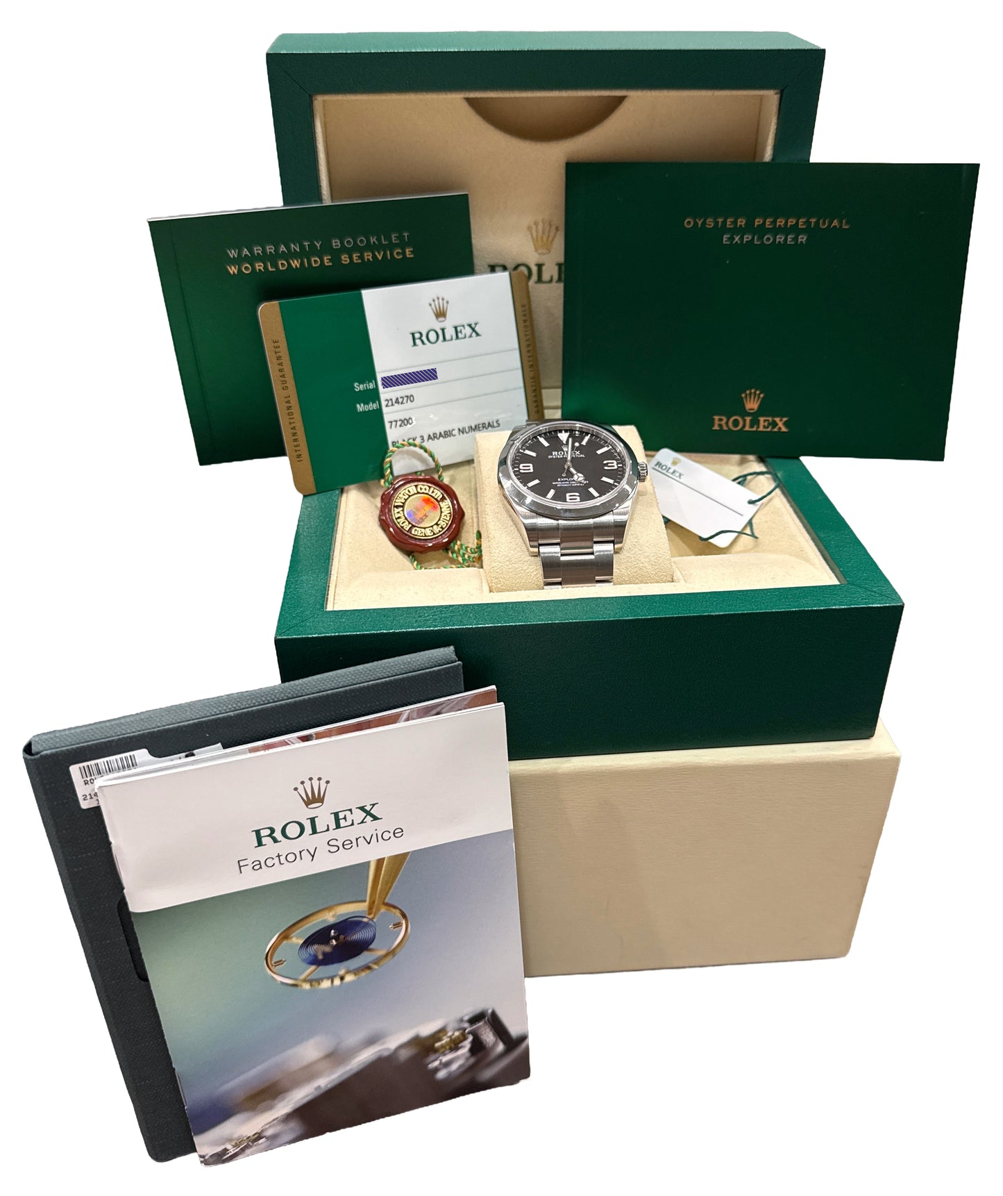 2016 PAPERS Rolex Explorer BLACK Stainless Steel MK2 39mm Oyster 214270 BOX