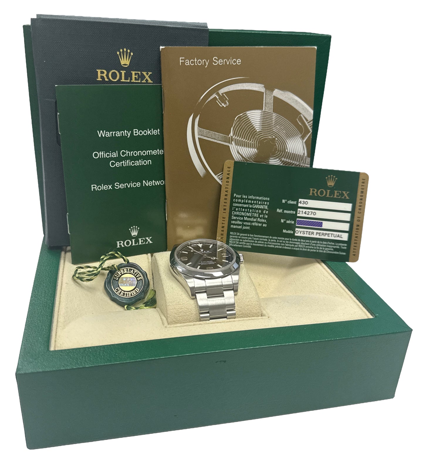 2011 PAPERS Rolex Explorer BLACK Stainless Steel MK1 39mm Oyster 214270 BOX
