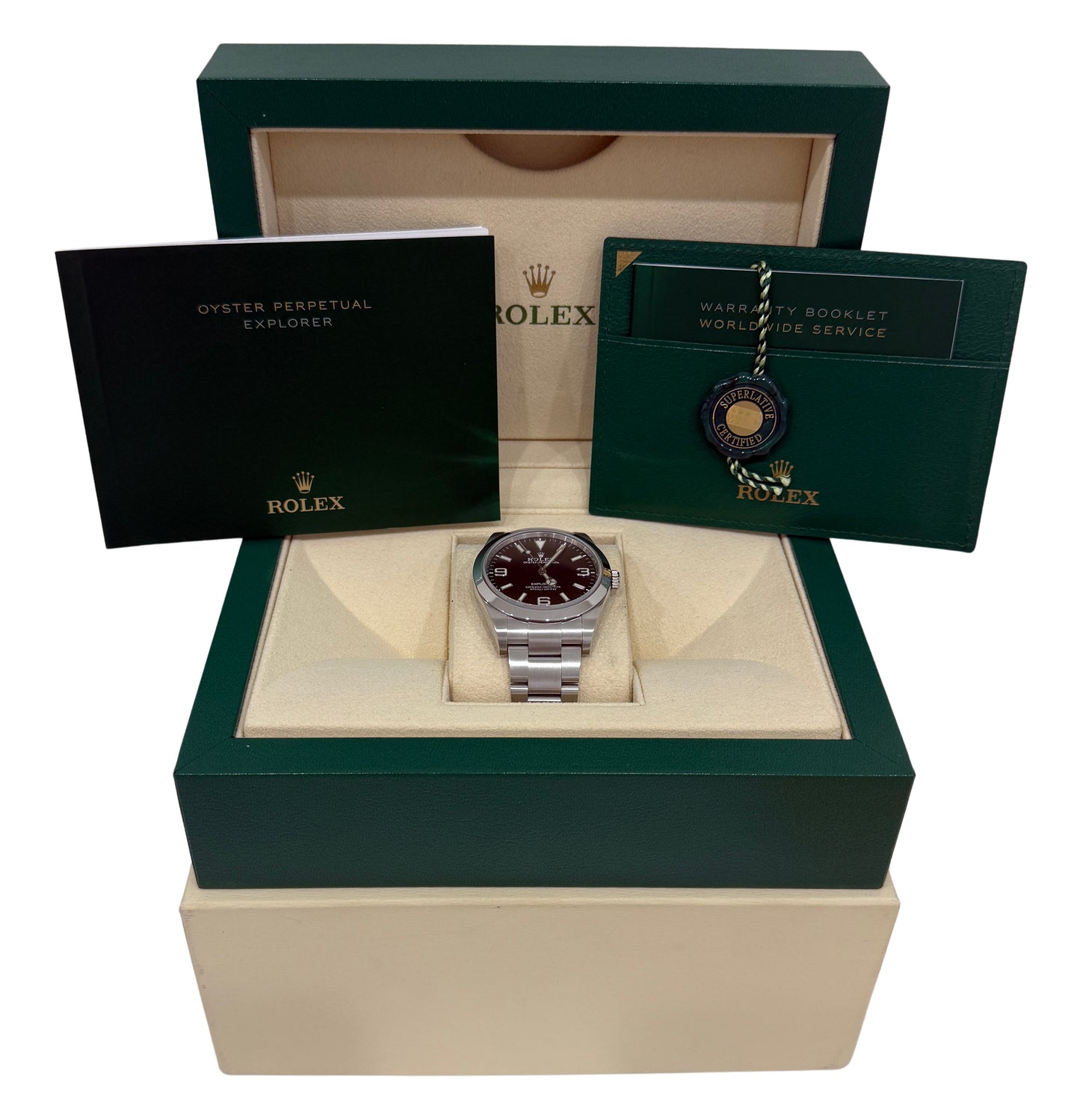 Rolex Explorer I Black Stainless Steel 39mm 3-6-9 MK2 Automatic Watch 214270 Box