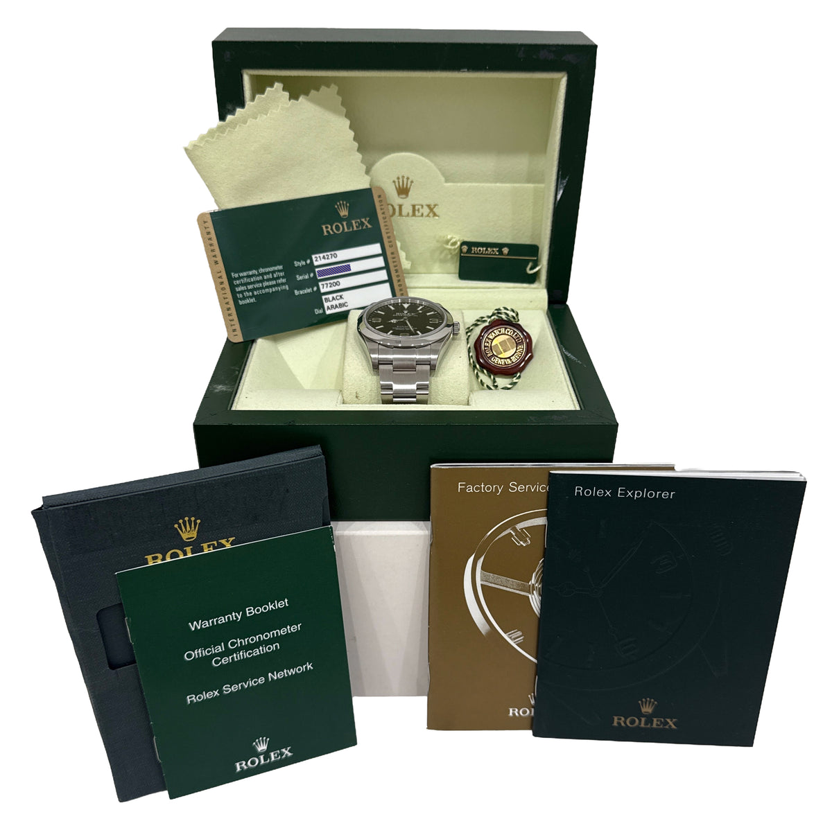 2010 Rolex Explorer 214270 Black Stainless Steel MK1 39mm Oyster Box Papers
