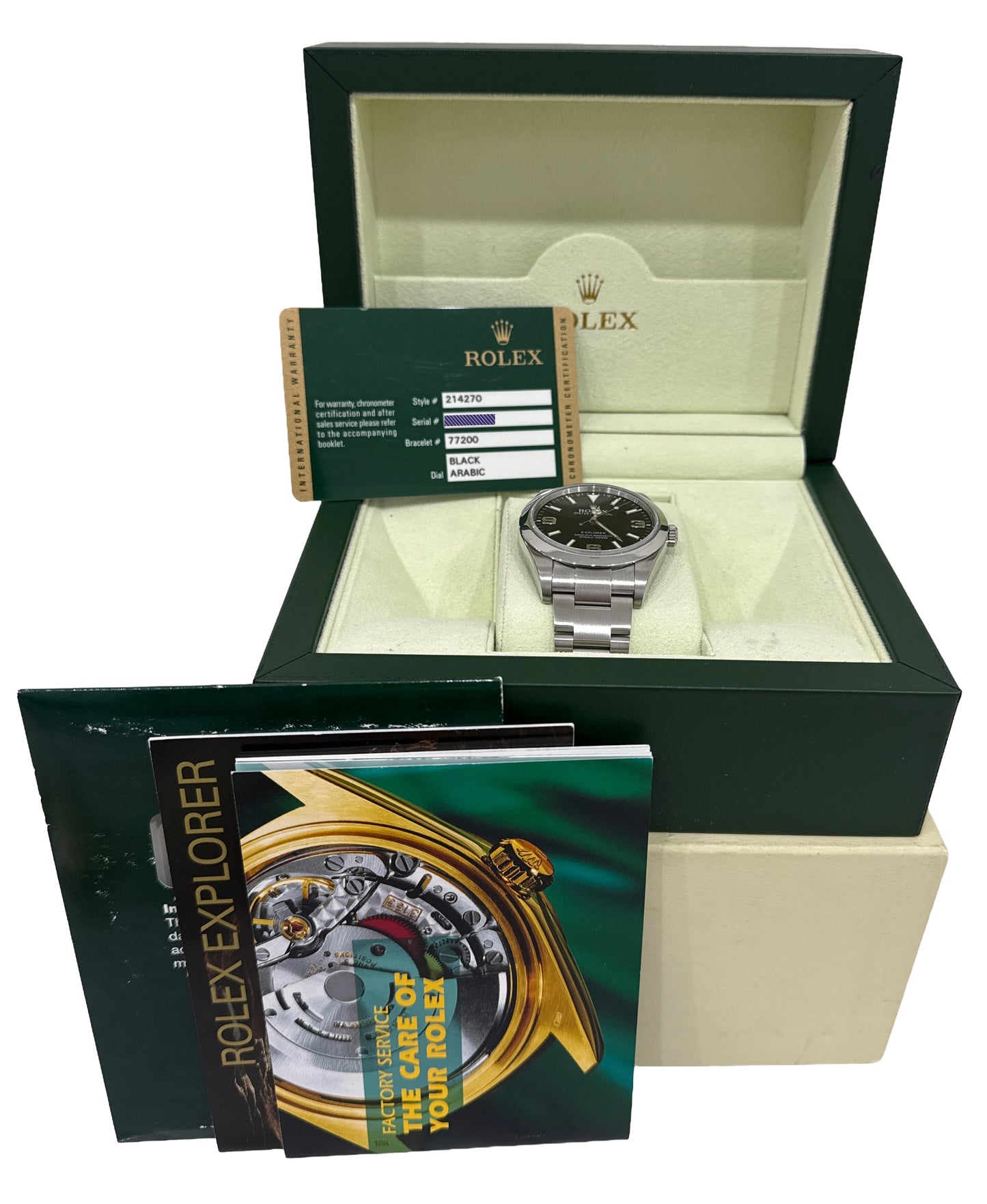 2010 PAPERS Rolex Explorer I BLACK Stainless Steel 39mm 3-6-9 MK1 214270 BOX