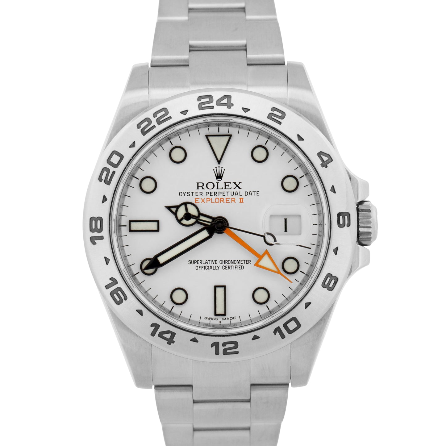 2015 PAPERS Rolex Explorer II 42mm POLAR WHITE Orange Stainless Steel 216570 BOX