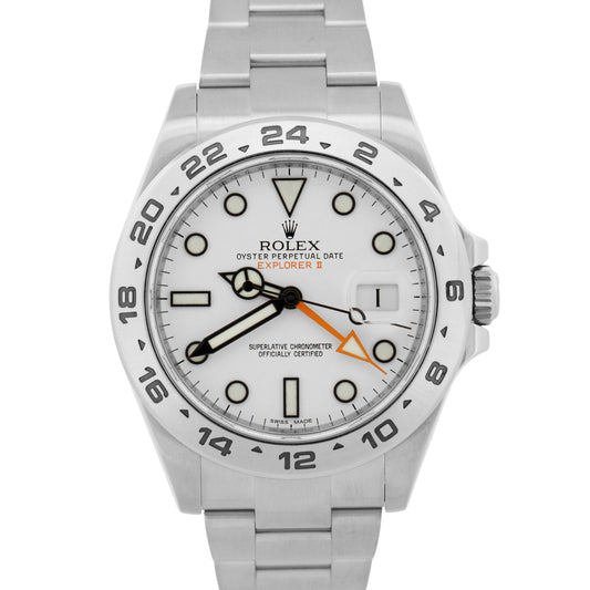 2015 PAPERS Rolex Explorer II 42mm POLAR WHITE Orange Stainless Steel 216570 BOX