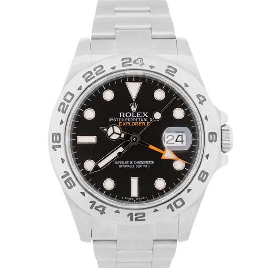 MINT Rolex Explorer II 42mm BLACK Stainless Steel Orange Automatic Watch 216570