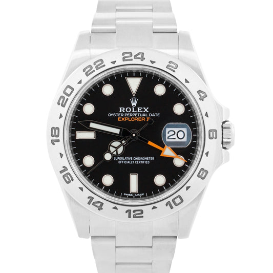 2020 NFC PAPERS Rolex Explorer II 42mm BLACK Orange Stainless Steel 216570 BOX