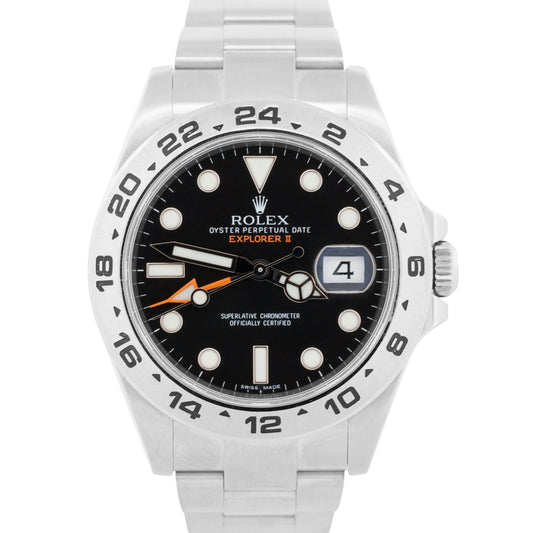 2015 Rolex Explorer II 216570 Black Orange Steel GMT 42mm Watch Box Papers
