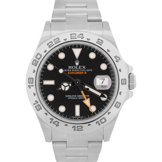 PAPERS Rolex Explorer II 42mm 216570 BLACK Stainless Steel Orange GMT Watch BOX