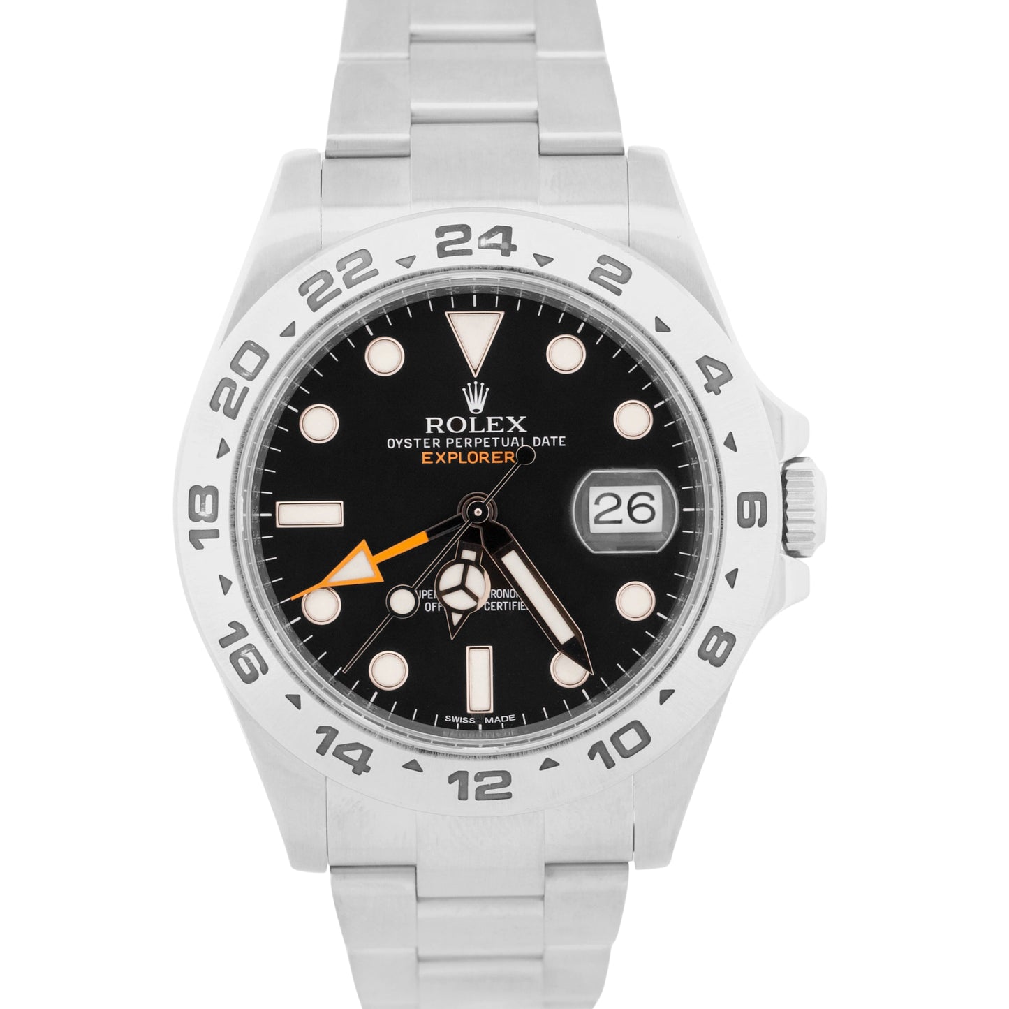2025 RSC PAPERS Rolex Explorer II BLACK Stainless Steel Orange 42mm Watch 216570