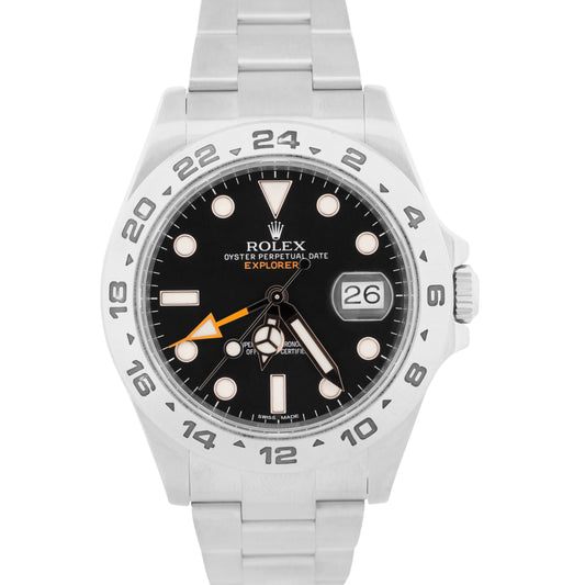 2025 RSC PAPERS Rolex Explorer II BLACK Stainless Steel Orange 42mm Watch 216570