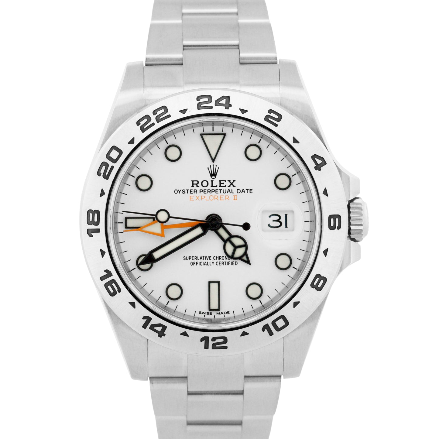 PAPERS Rolex Explorer II 42mm 216570 POLAR WHITE Steel Orange GMT Date Watch BOX