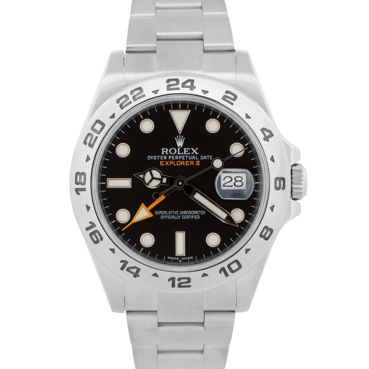 2012 Rolex Explorer II 216570 42mm Black Orange Steel GMT Watch Box Papers