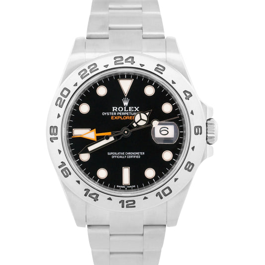 2018 PAPERS Rolex Explorer II 42mm 216570 BLACK Orange Steel GMT Watch BOX