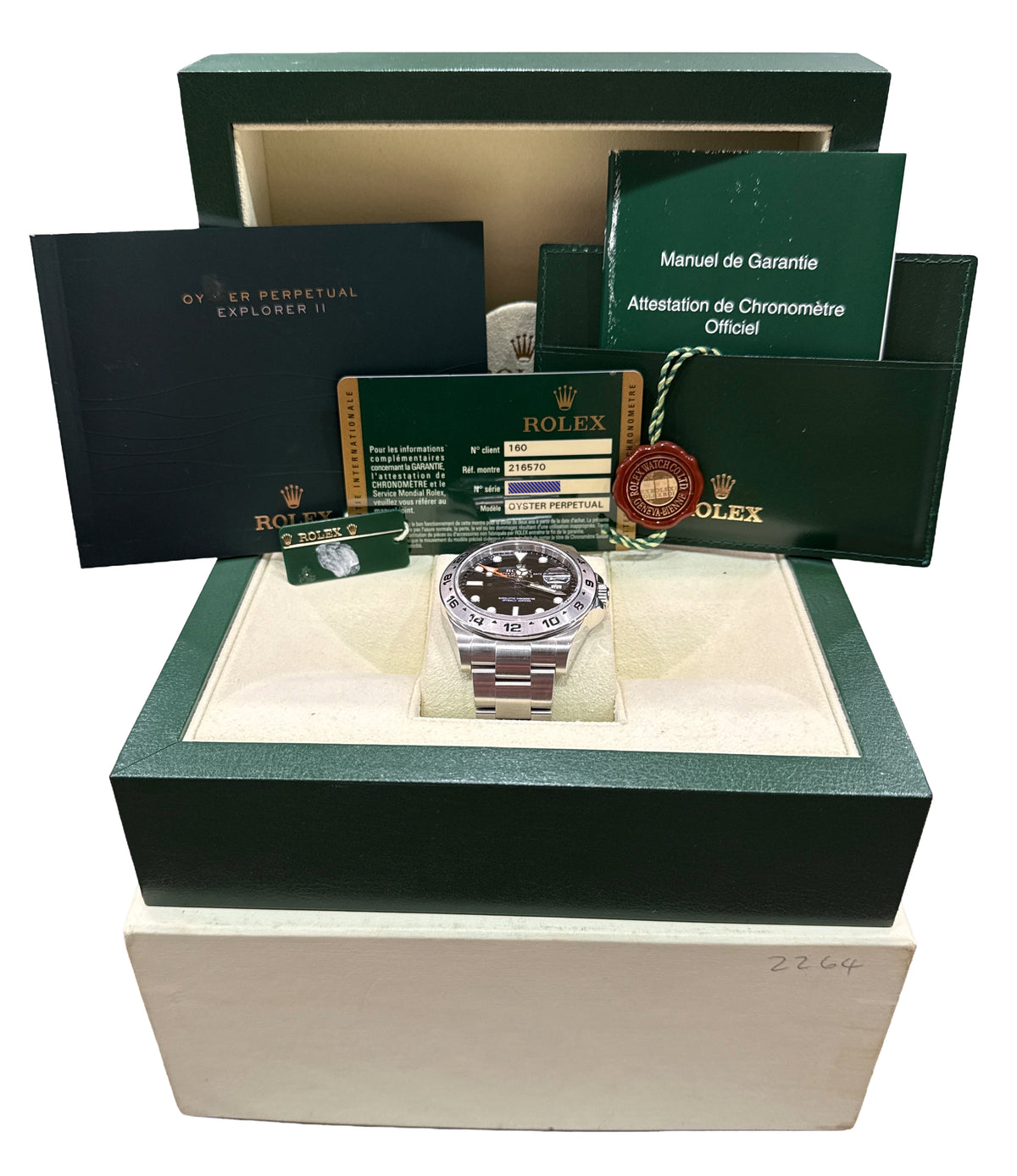 2013 Rolex Explorer II 216570 Black Orange Stainless Steel 42mm Watch Box Papers