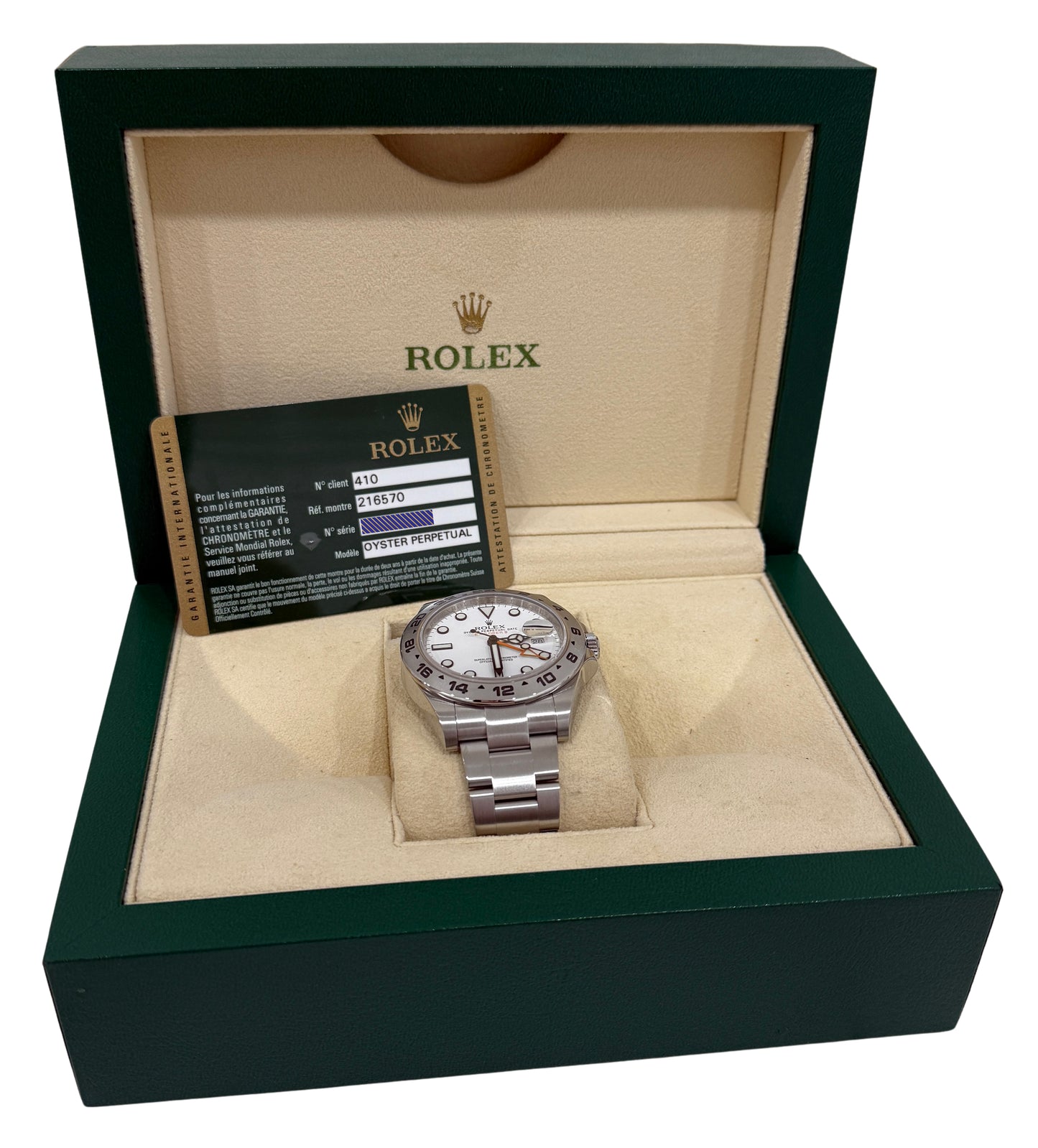 2013 Rolex Explorer II 216570 Polar White Stainless Steel 42mm Watch Box Papers