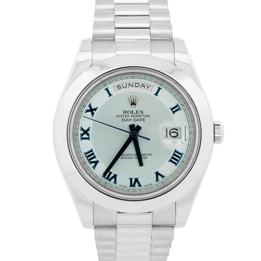 Rolex Day-Date Presidential 41mm PLATINUM CONCENTRIC Blue Glacier 218206 BOX
